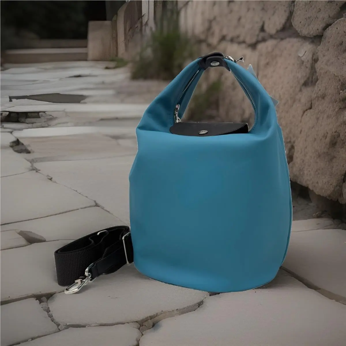 Le Pliage Xtra Ocean Leather Sling Crossbody Bucket-lagoon by Longchamp