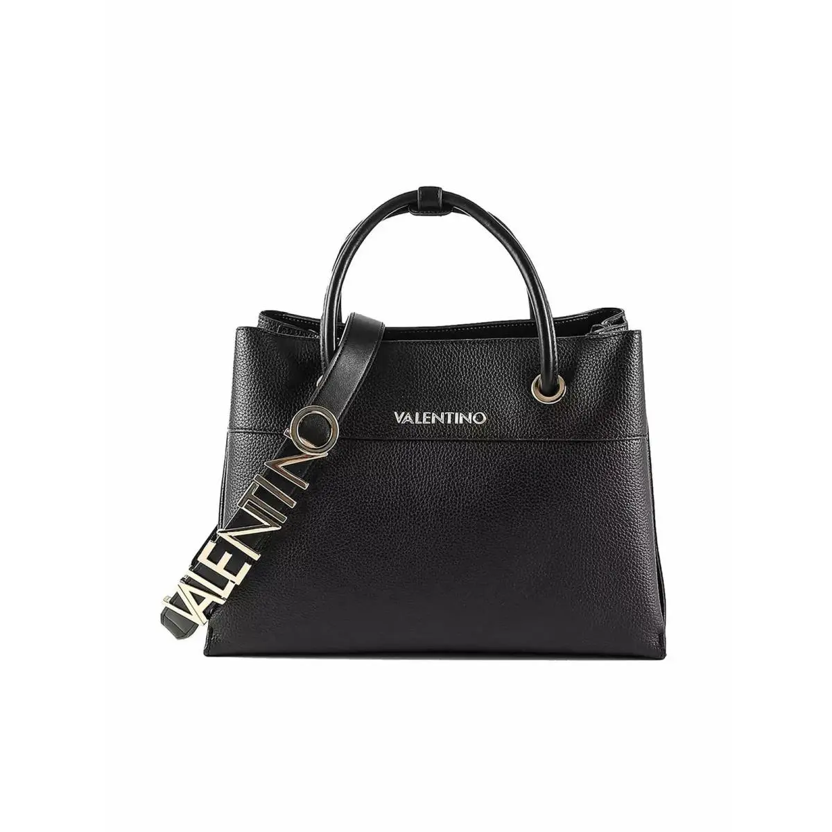 Valentino Alexia Metal Logo Strap Womens Tote Shopper Bag In Black