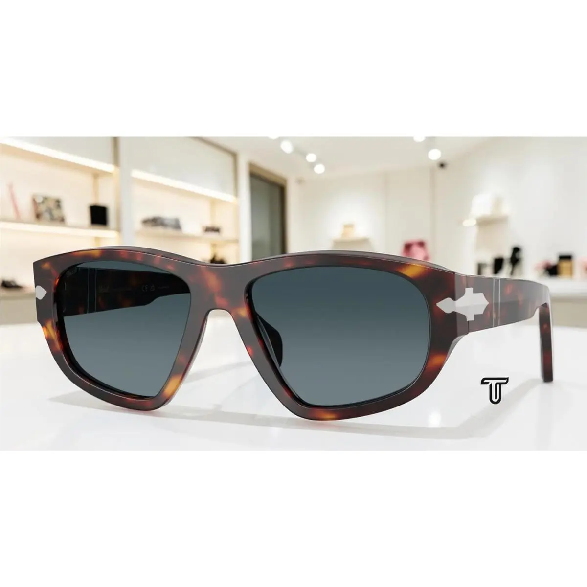 PO0050S 24 S3 Havana Blue Gradient Blue Polarized 58 mm Unisex Sunglasses by Persol