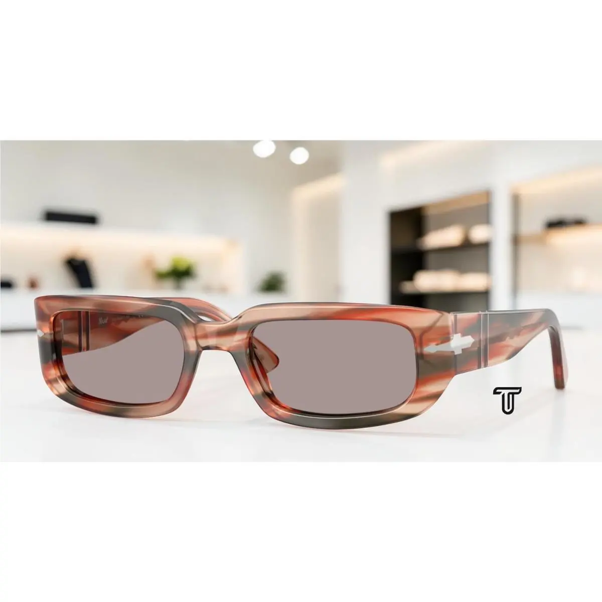 PO3385S 123353 Mel Striped Red Green Violet 53 mm Unisex Sunglasses by Persol