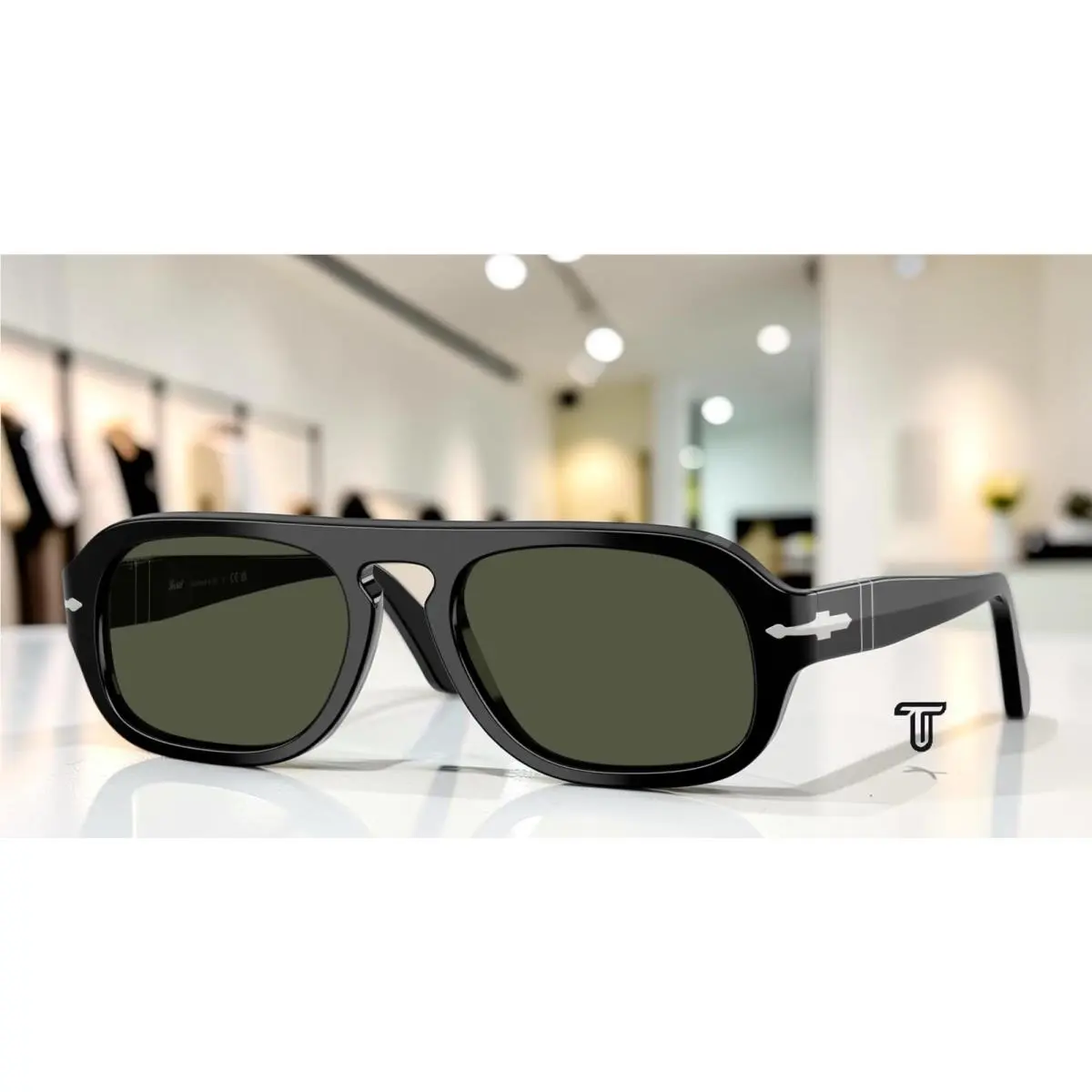 PO3369S 95 31 Black Green 56 mm Unisex Sunglasses by Persol