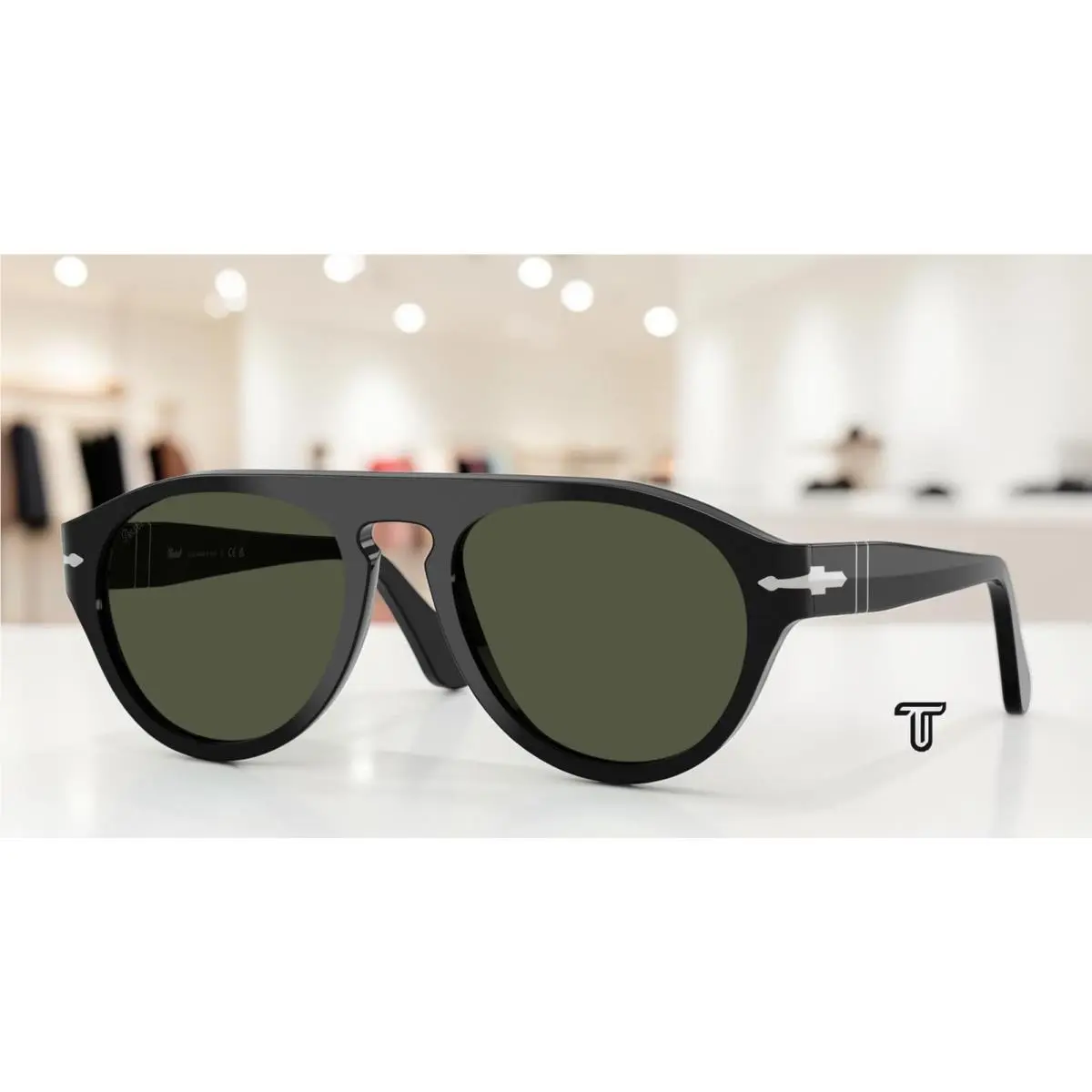 PO3370S 95 31 Black Green 56 mm Unisex Sunglasses by Persol