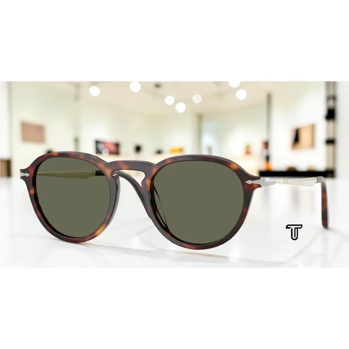 PO3383S 24 58 Havana Polarized Green Polarized 51 mm Unisex Sunglasses by Persol