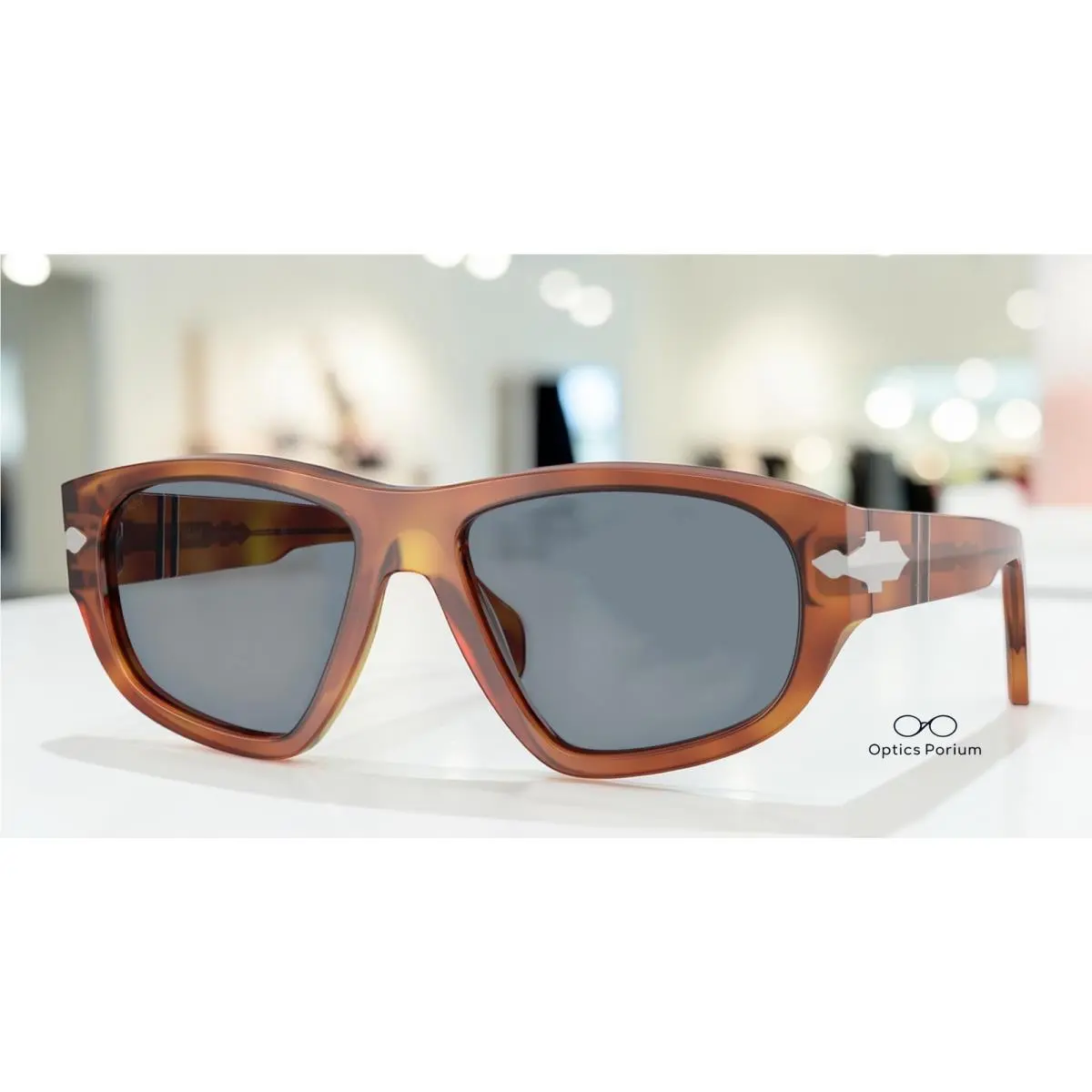 PO0050S 96 56 Terra Di Siena Light Blue 55 mm Unisex Sunglasses by Persol