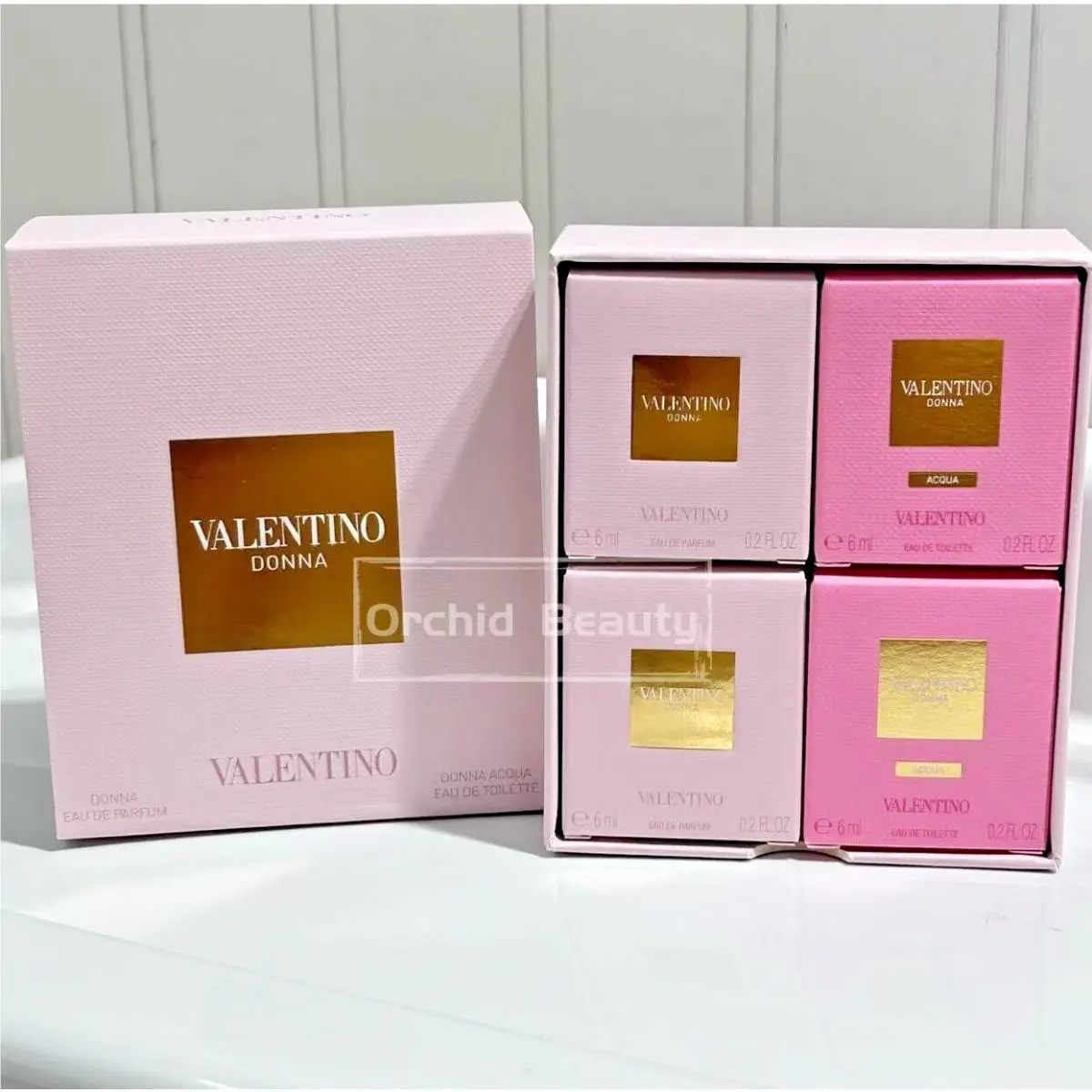 4PC Valentino Donna/acqua Edp/edt Perfume Splash Mini Set 4x6ml/0.2oz