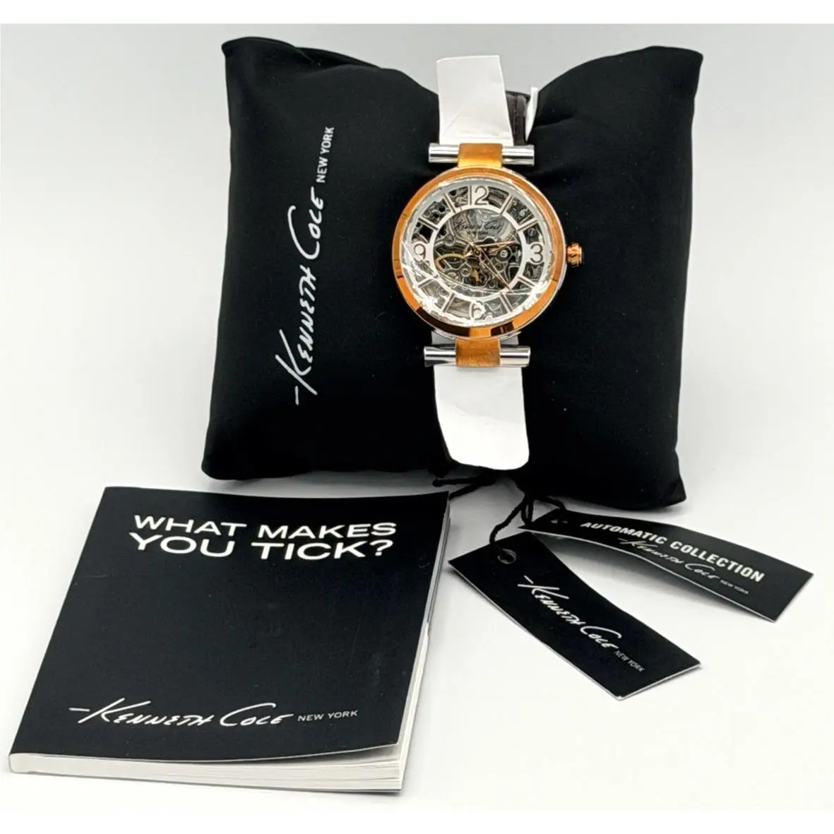 Kenneth Cole KC2819 Women’s Stainless Steel Skeleton Automatic Brown Strap Watch