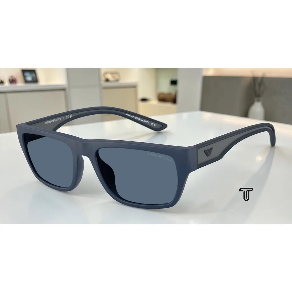 EA4267U 618580 Rubber Matte Blue Dark Blue 57 mm Men`s Sunglasses by Emporio Armani