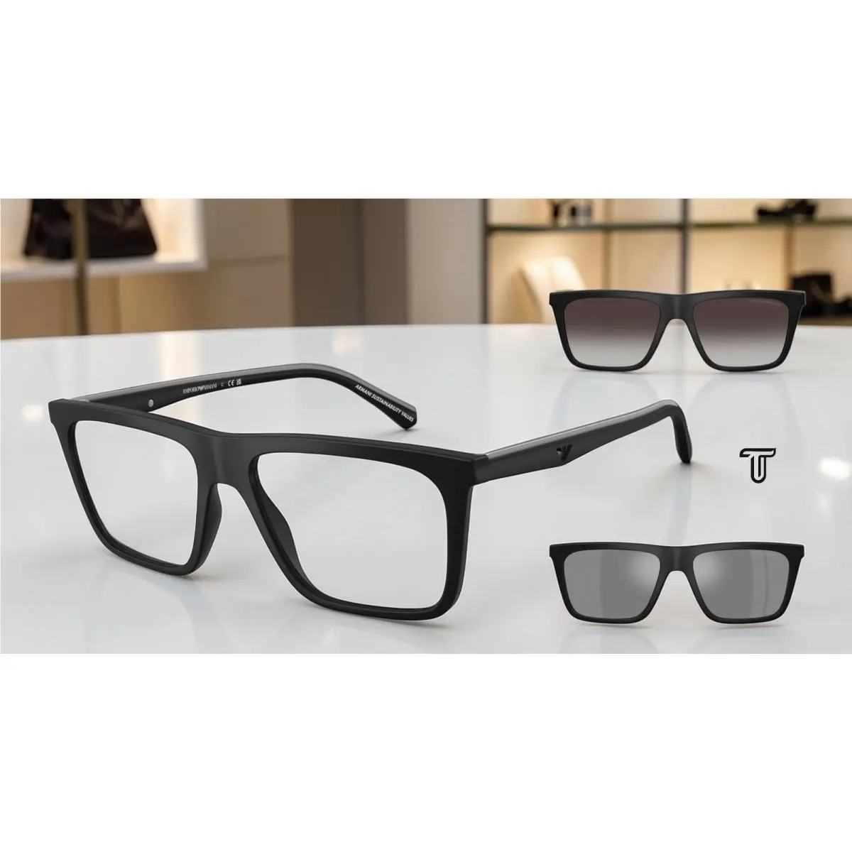 EA4258F 50011W Matte Black Clear 56 mm Men`s Sunglasses by Emporio Armani