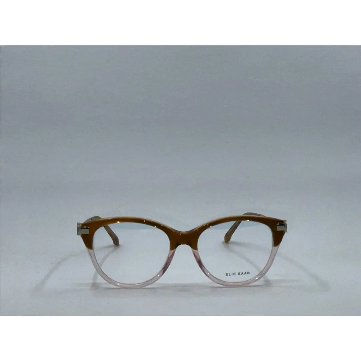 Elie Saab ES 056 Eyeglasses Frame Brown Pink Cat Eye Silver Hardware