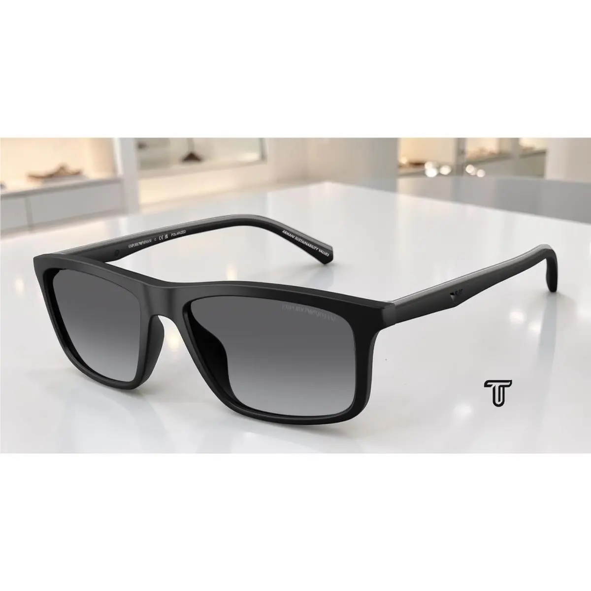 Emporio Armani EA4257U 500181 Black Grey Gradient Polarized 57mm Mens Sunglasses