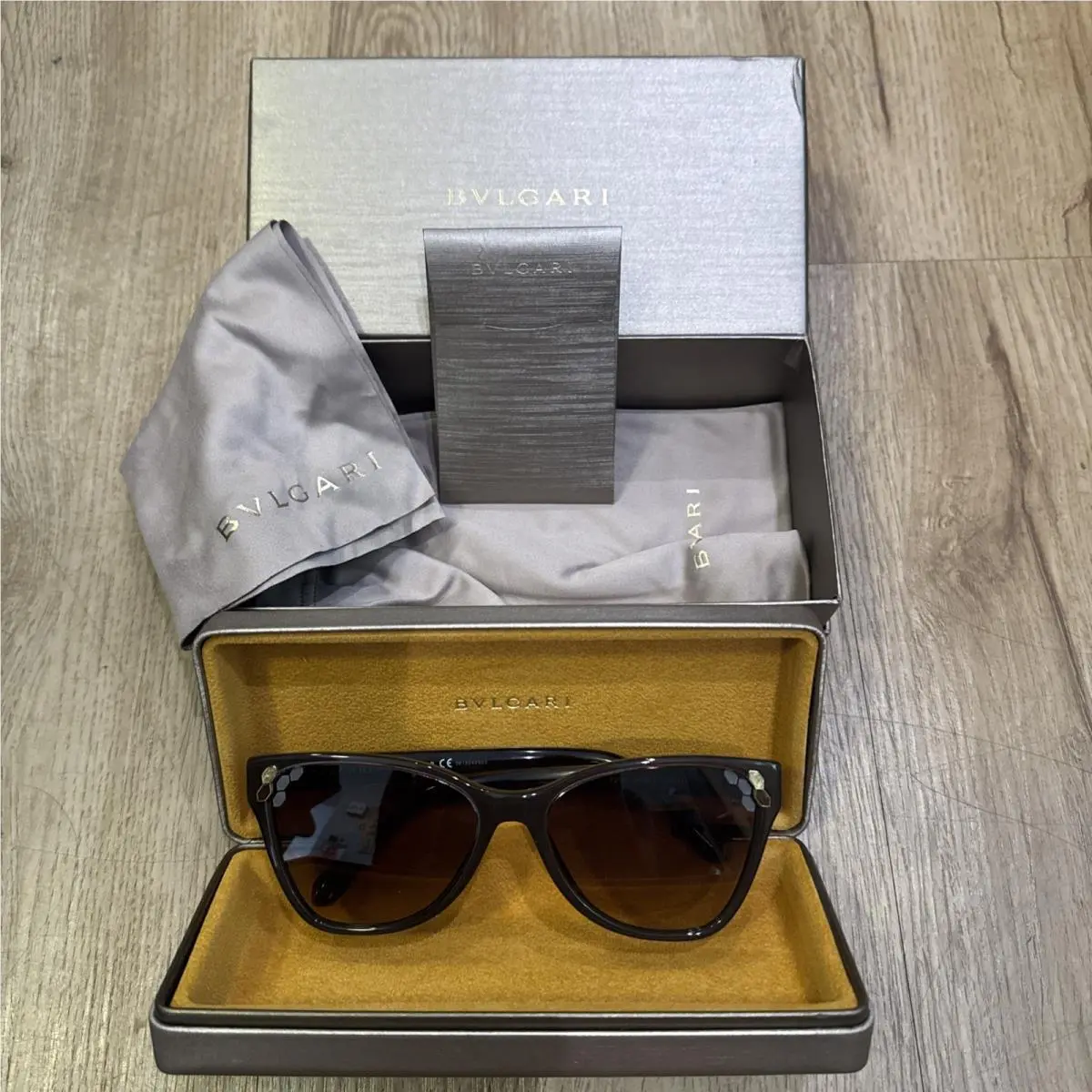 Bvlgari Women`s Cat Eye Sunglasses BV8208 545413 Brown Lens 56mm