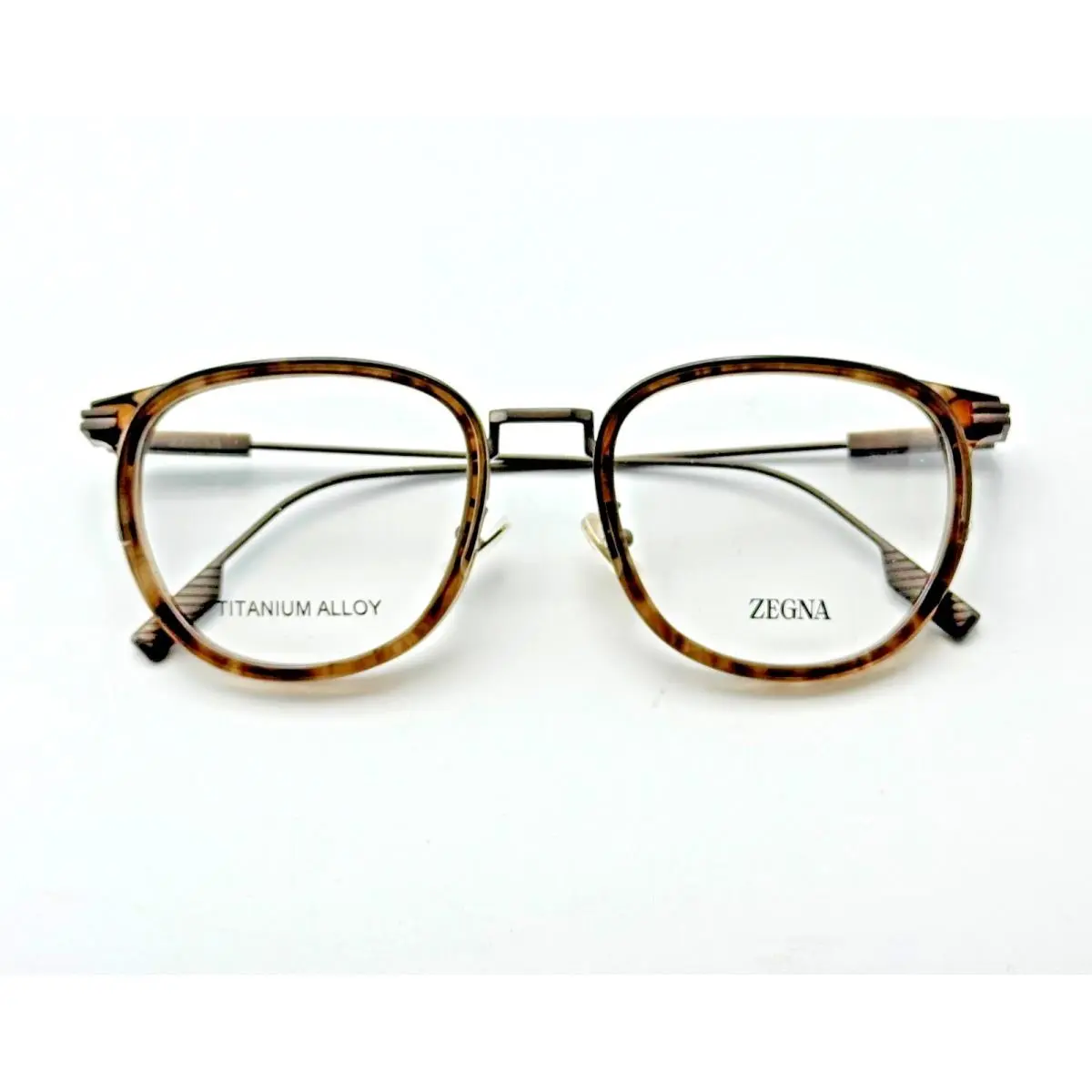 Ermenegildo Zegna Eyeglasses Frames EZ5337-D 048 Light Brown Geometric 52-20-145