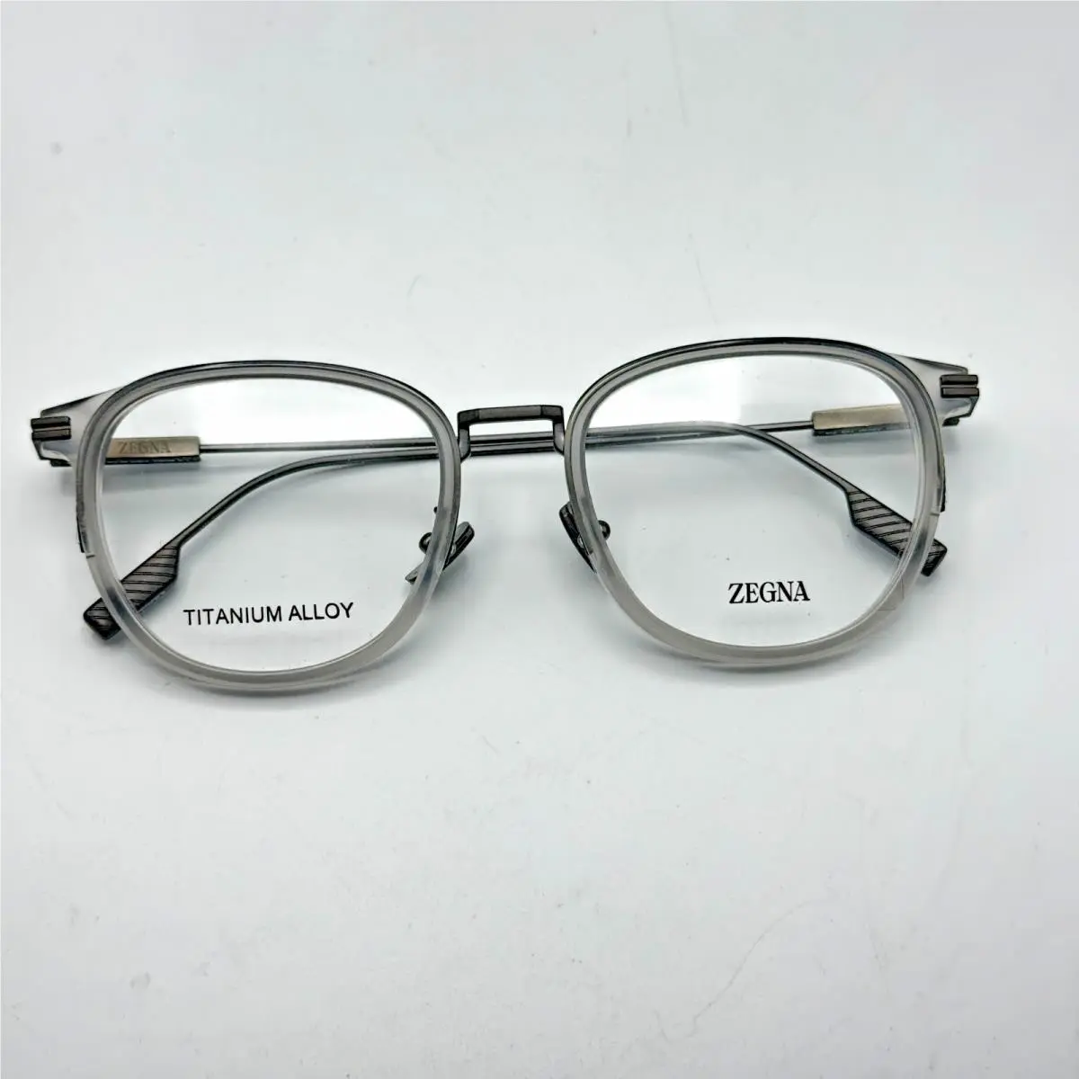 Eyeglasses Frame EZ5337-D 020 Gray Round Demo Lens 52-20-145 by Ermenegildo Zegna