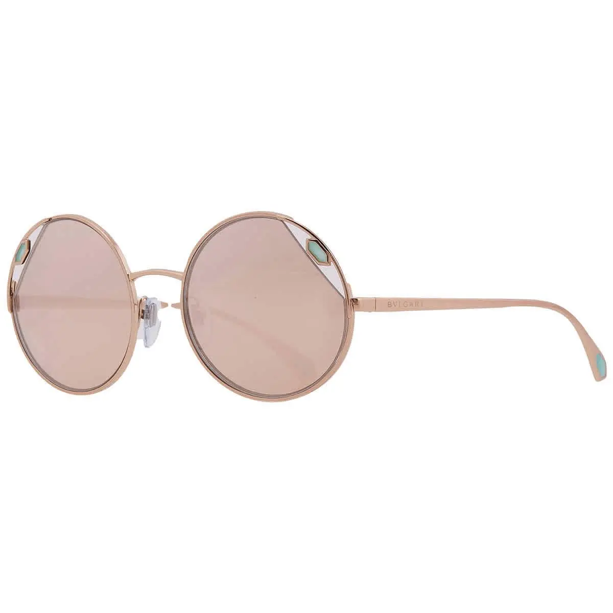 Clear Mirror Rose Gold Round Ladies Sunglasses BV6159 20144Z 54 by Bvlgari