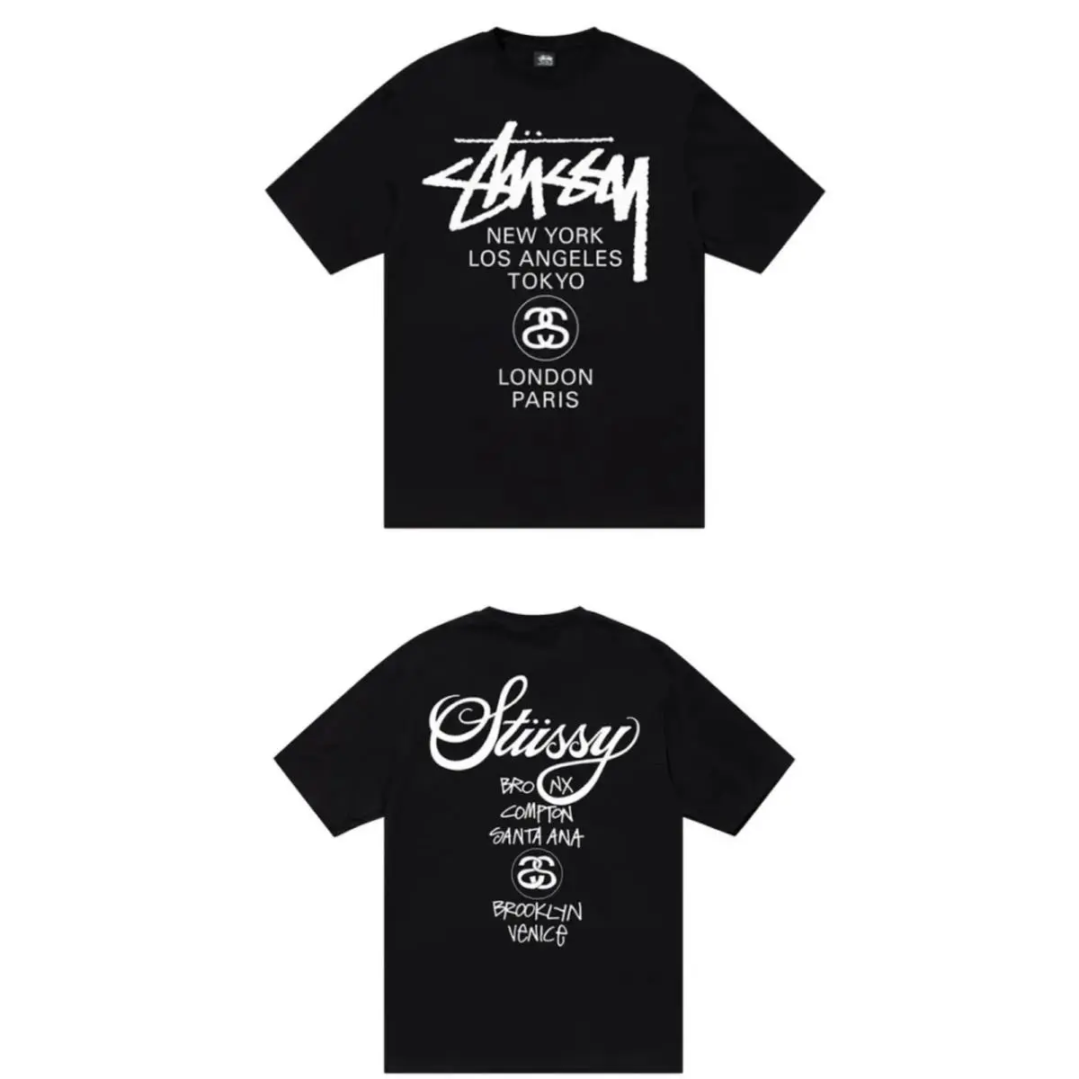 Stussy World Tour T-shirt Mens Medium Black Graphic Tee