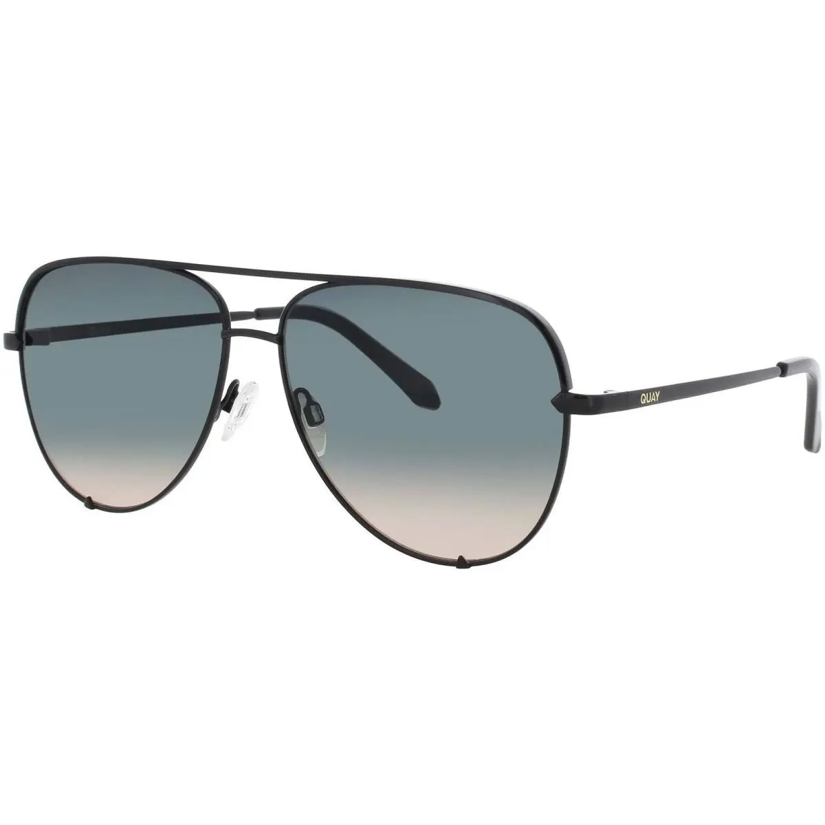 Quay Unisex Sunglasses Black Metal Aviator Frame High Key Extra Large Blk/plmtpe