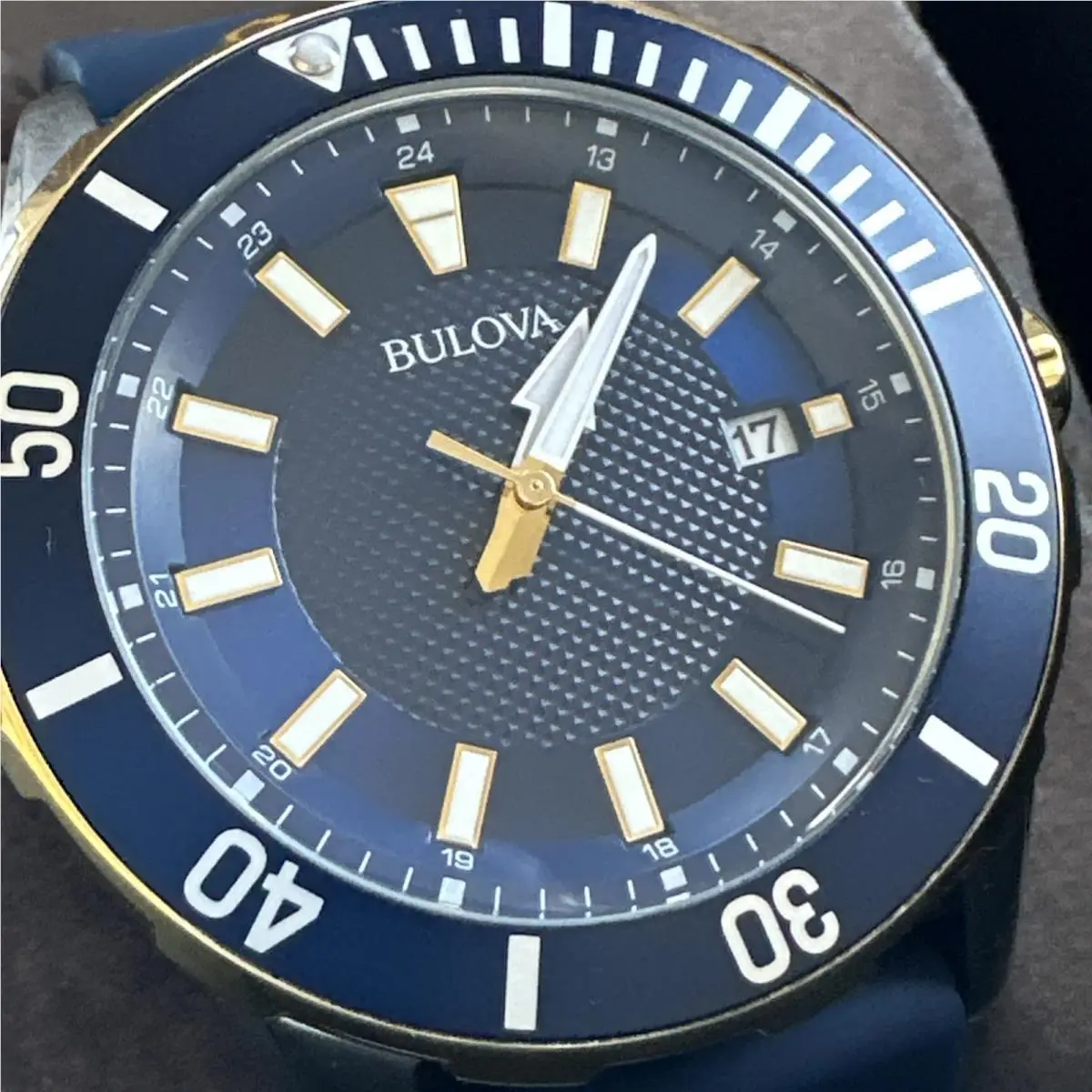 Bulova Mens Blue Strap Watch 98b345
