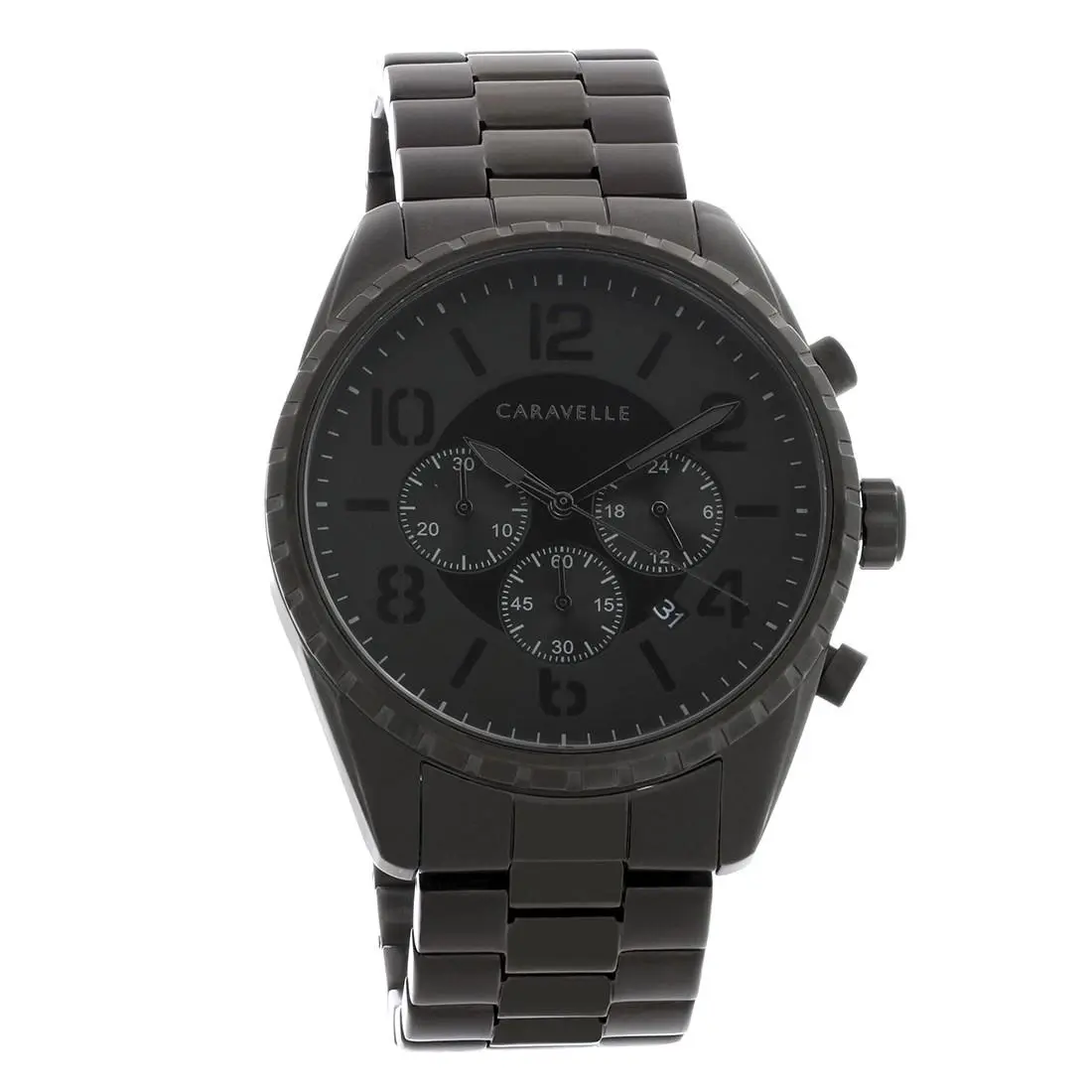 Caravelle By Bulova Men`s Black Ion Quartz Chronograph Watch 45B150