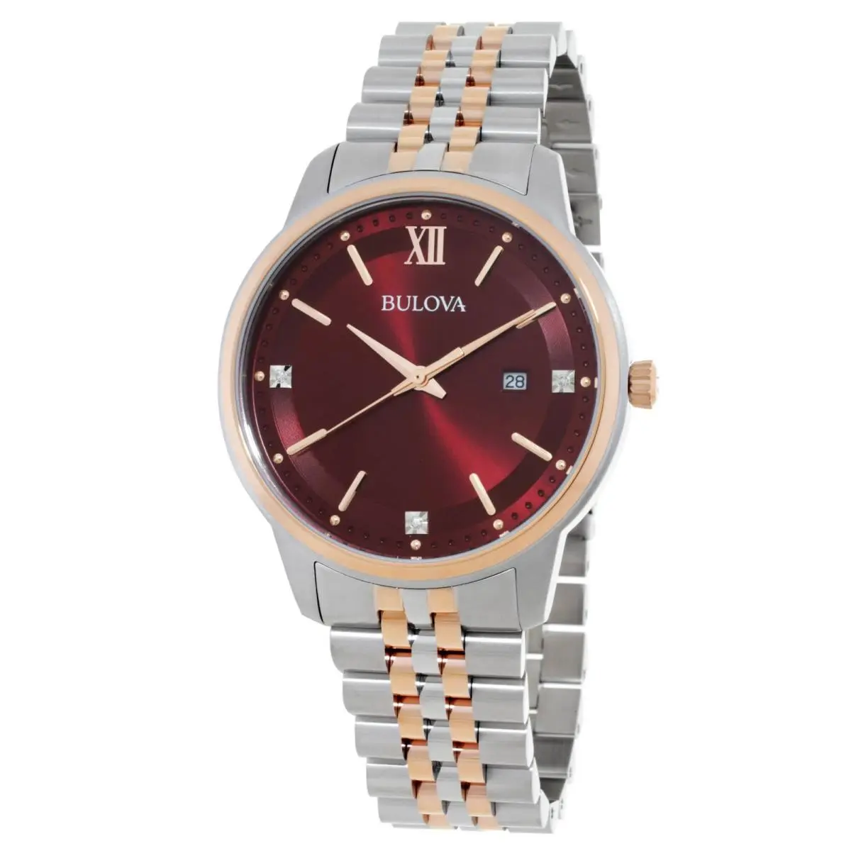 Bulova Diamonds Quartz Red Dial Men`s Watch 98D191