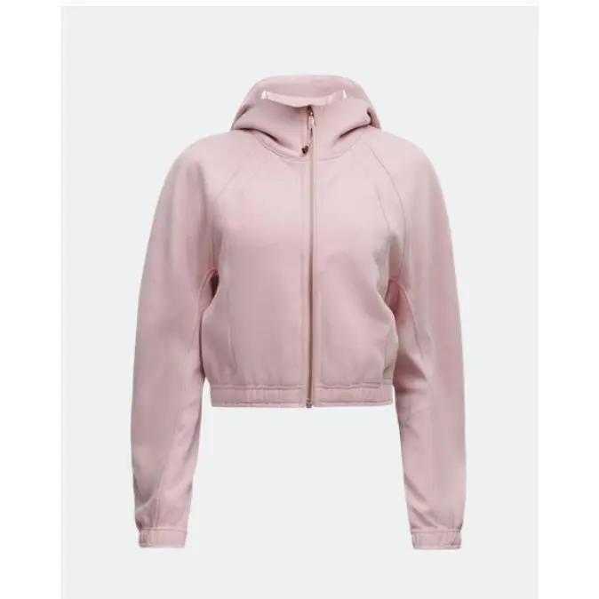 Lululemon Scuba Full Zip Cropped Hoodie Pink Haze Gold Embroidered XS S