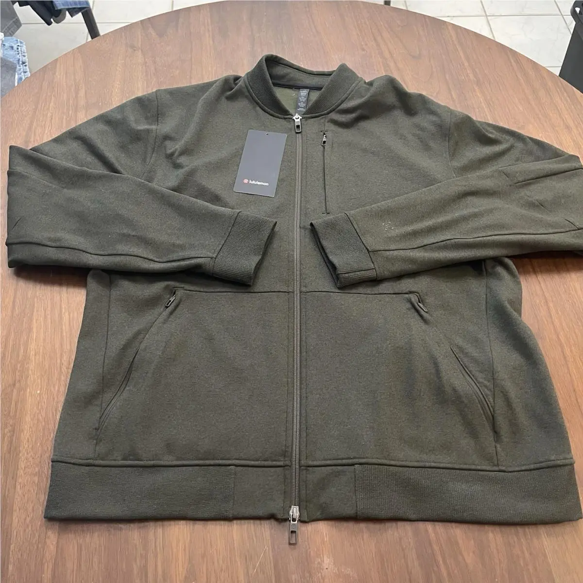 Lululemon City Sweat Bomber Jacket Olive Greenathletic Men`s 2XL Xxl