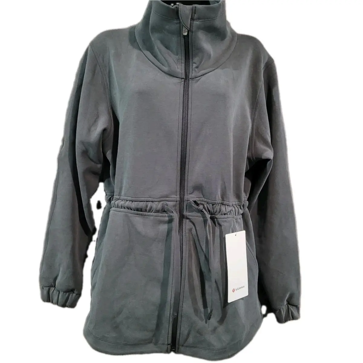Lululemon Softstreme Cinch-waist Full-zip Jacket Sz 4 Graphite Grey Pockets