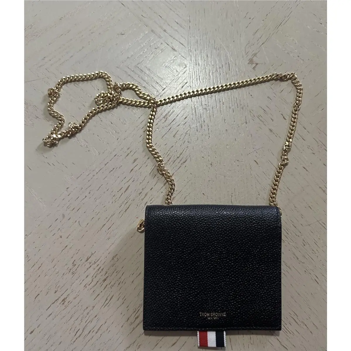 Thom Browne Women’s Leather Wallet Bag On Chain Black
