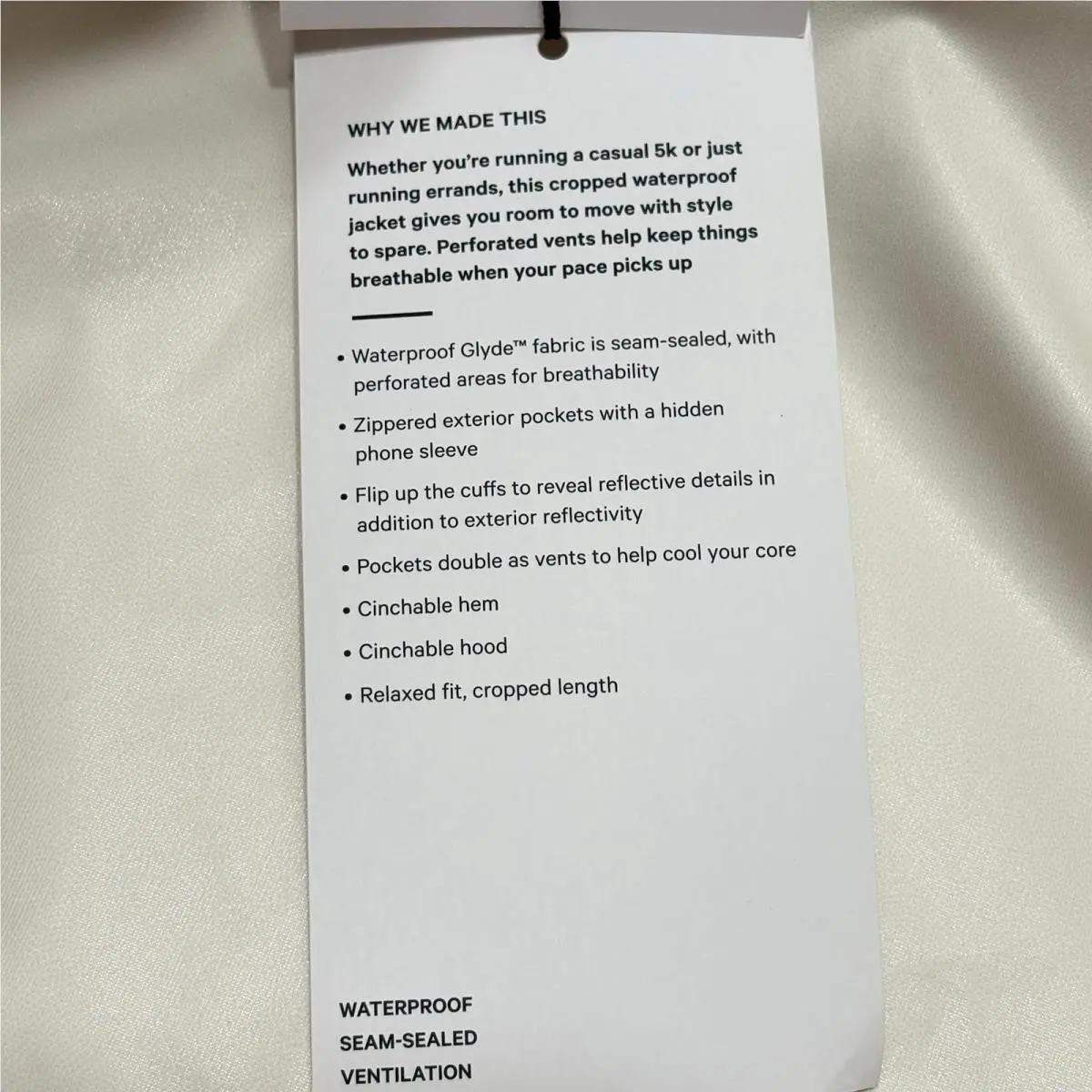 Lululemon clothing - Lululemon Rain Chaser Jacket - Rain Chaser Jacket - Cream 15