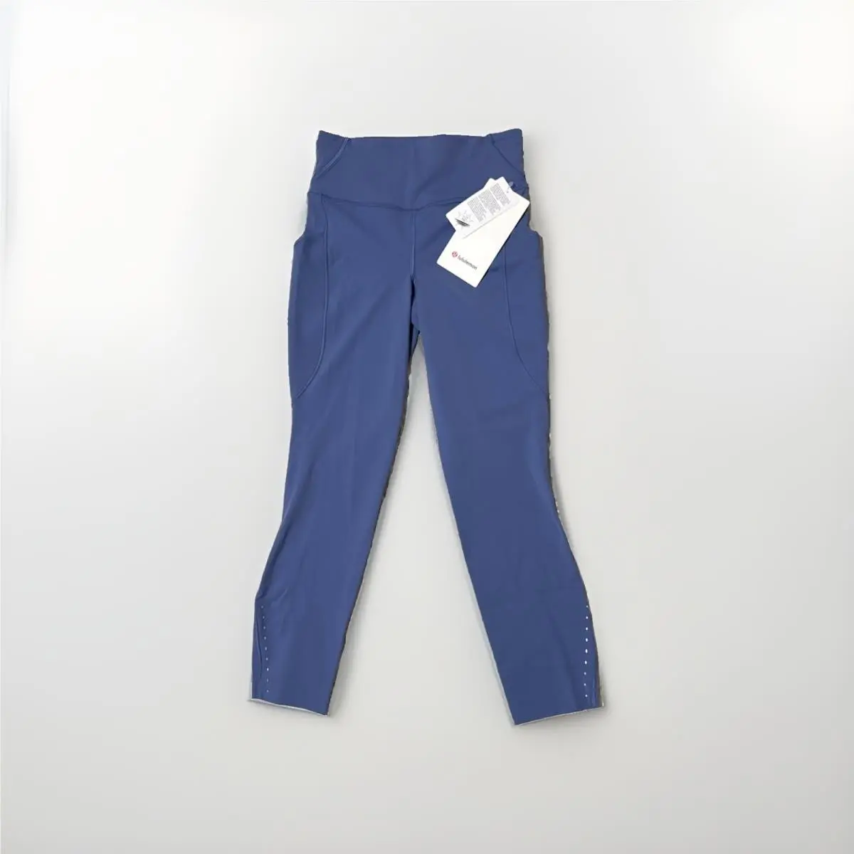 Lululemon Fast Free HR Crop 23 Inseam Pockets Blue Leggings Size: 4