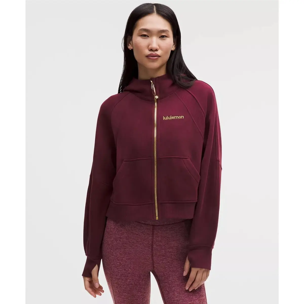 Lululemon Scuba Oversized Full-zip Hoodie Lunar Year Burgundy Bay Xs/s