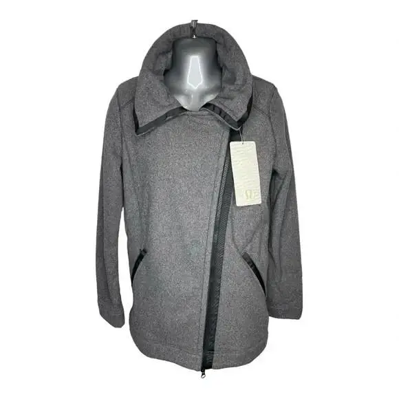 Lululemon Rare Moto Jacket Ambient Gray and Black Fleece Women`s Size 4