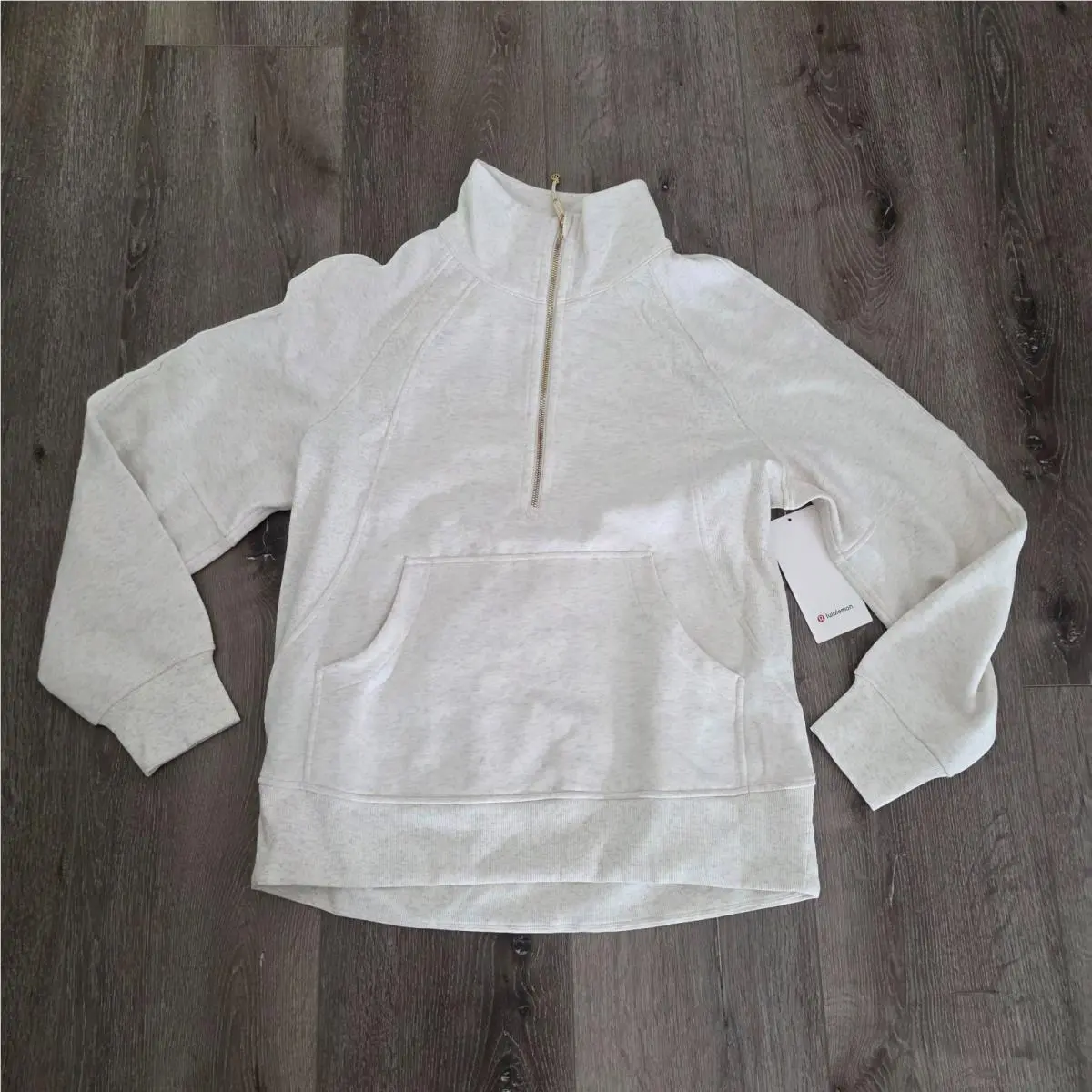 Lululemon Scuba Oversized Funnel Neck Half Zip Womens M/l Heather/gold