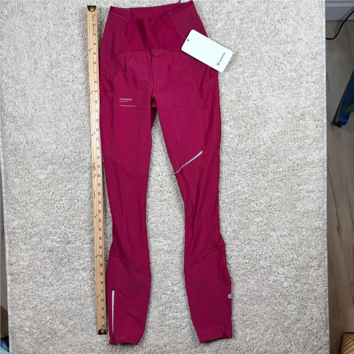 Lululemon Senseknit Composite HR Run Tight 28 Pomegranate Pink Red Sz 2