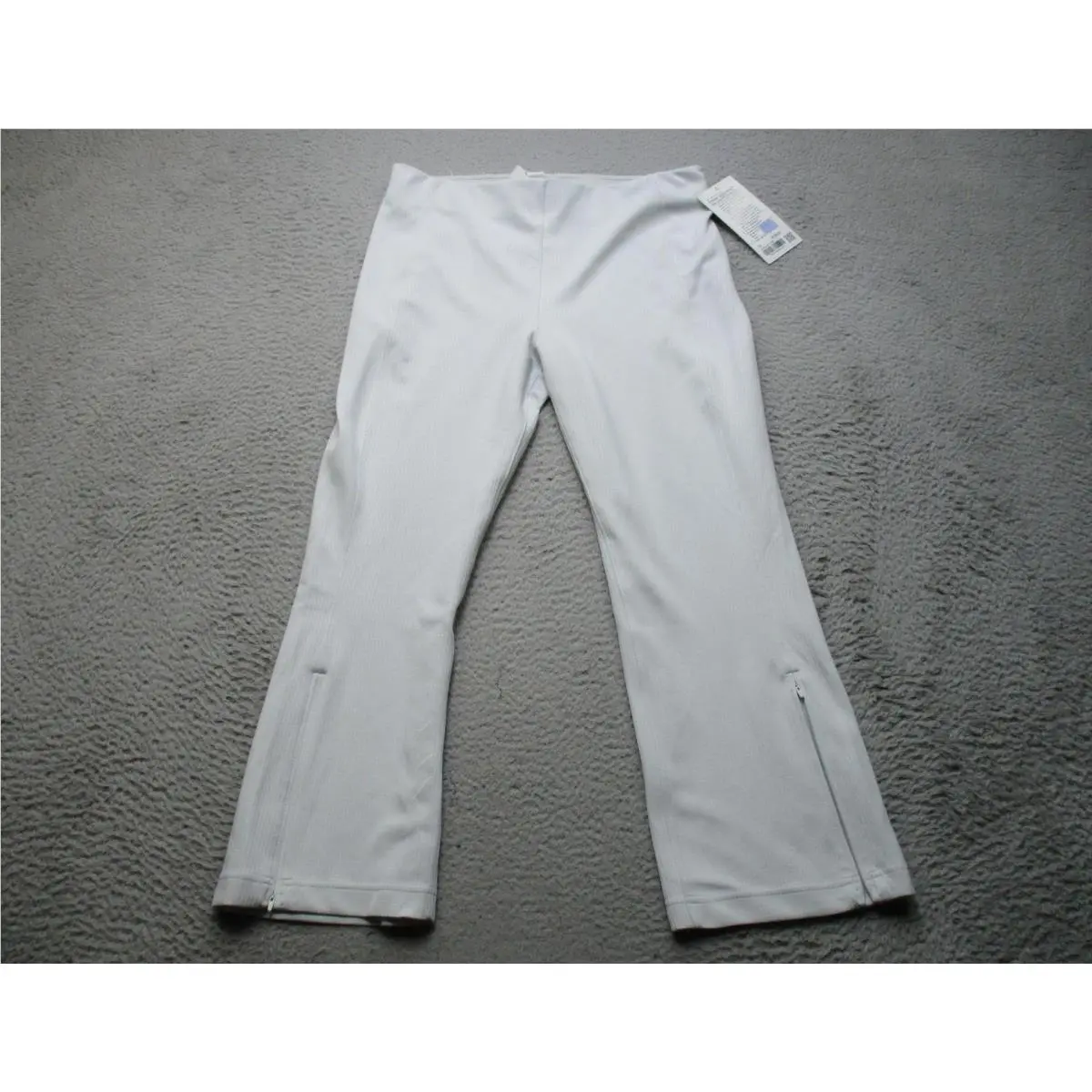 Lululemon Pants Womens 12 White Ribbed Softstreme Zip Leg HR Crop 25 High Rise