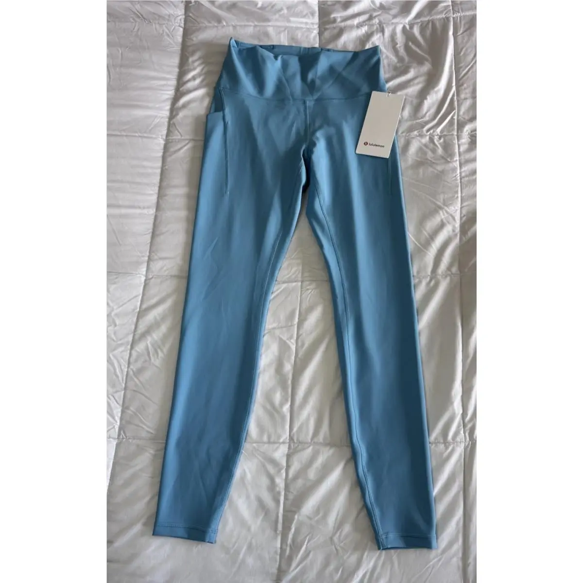 Lululemon Wunder Train High Rise Tight 28” Size 8 Washed Blue Workout