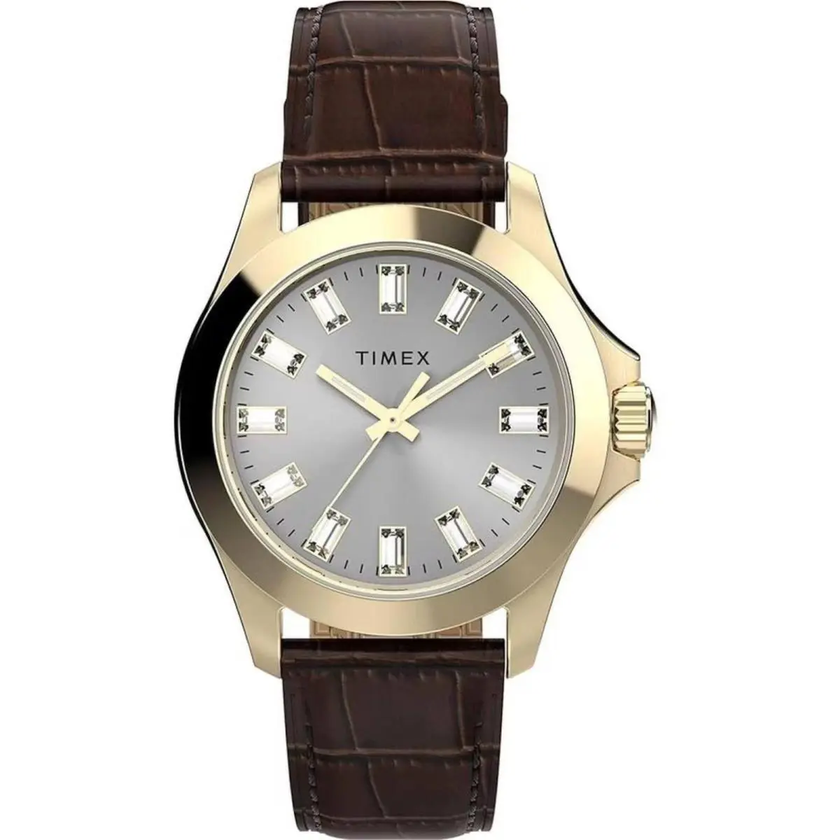 Timex Women`s Watch Kaia Quartz Yellow Gold Case Brown Leather Strap TWH6Z6410VQ