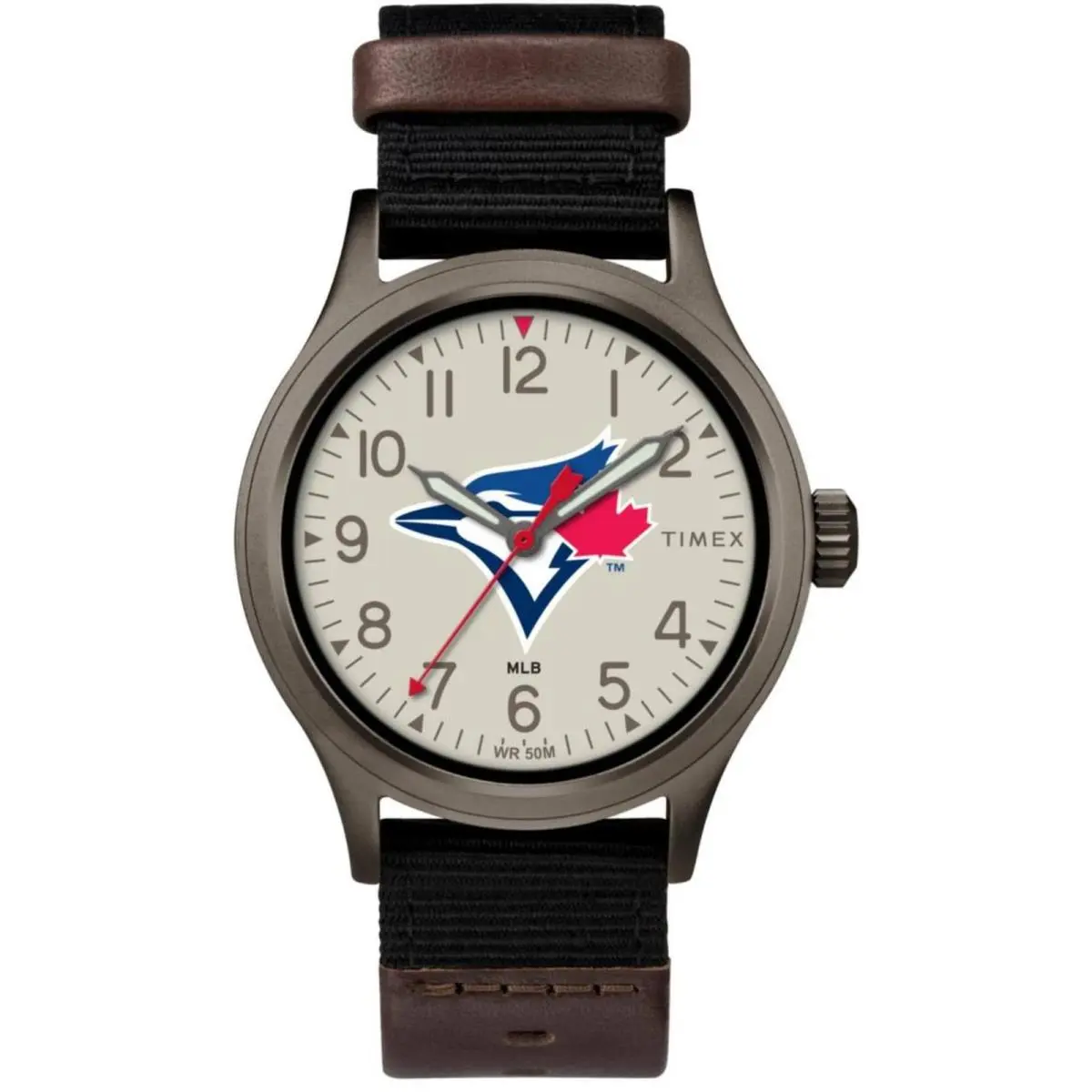 Unisex Watch Clutch Toronto Blue Jays Beige Dial Black Strap Twzbjaymbyz by Timex