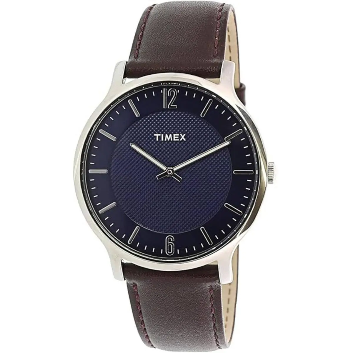Timex Men`s Watch Metropolitan Quartz Blue Dial Brown Leather Strap TW2R49900JT