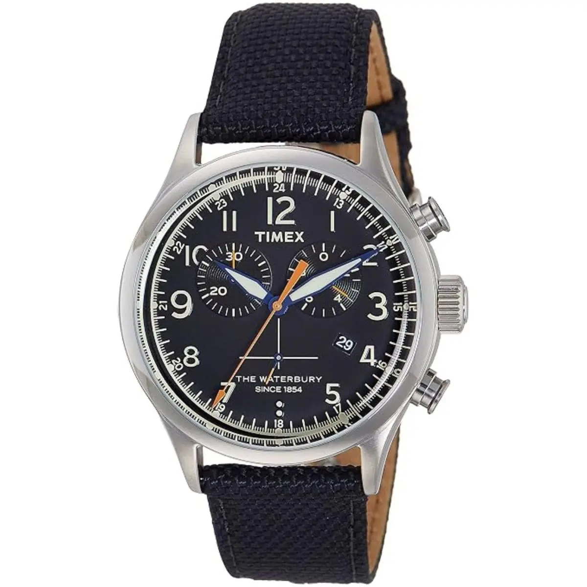 Timex Men`s Watch Waterbury Chronograph Black Dial Fabric Strap TW2R38200VQ