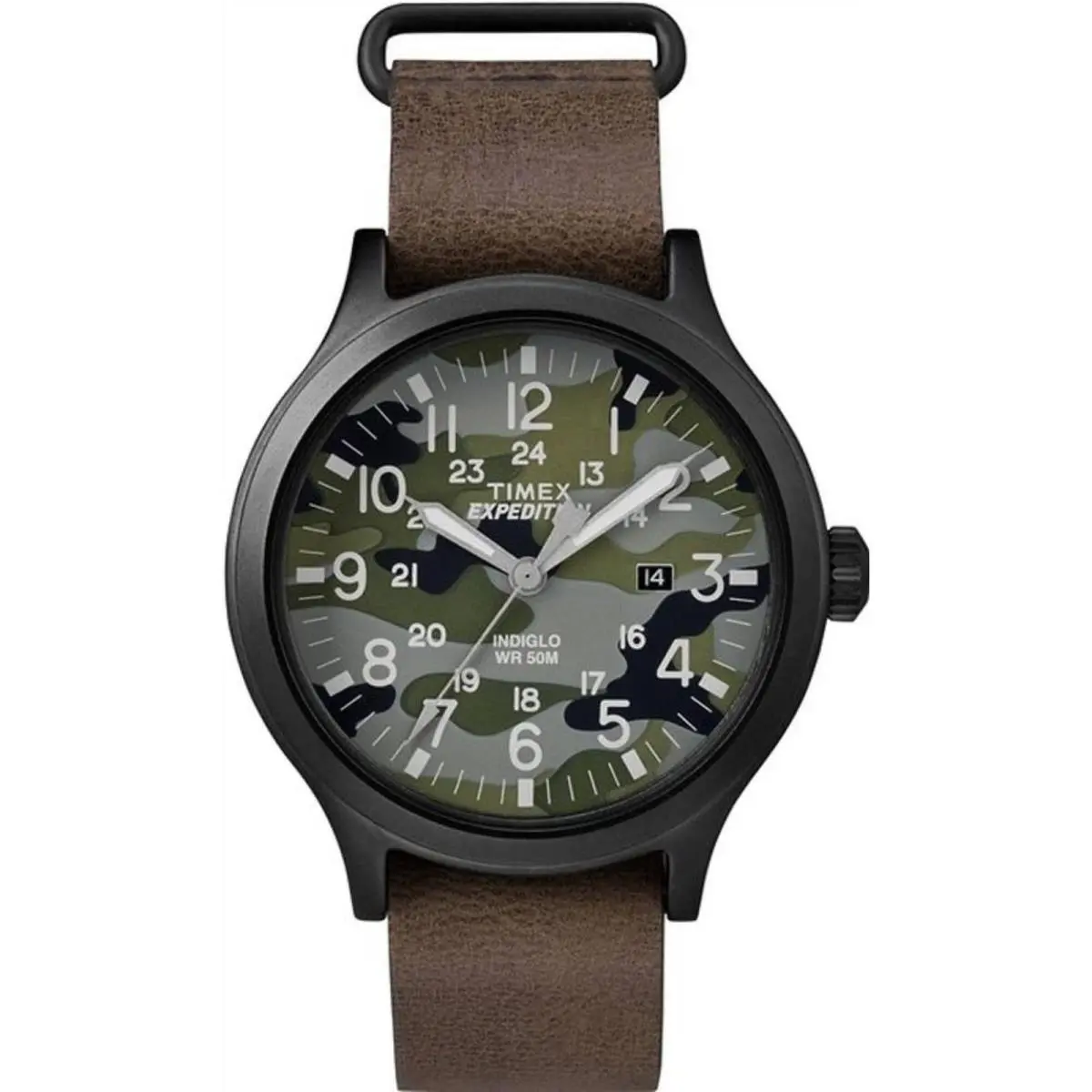 Men`s Watch Expedition Scout Camouflage Dial Leather Strap TW4B066009J by Timex