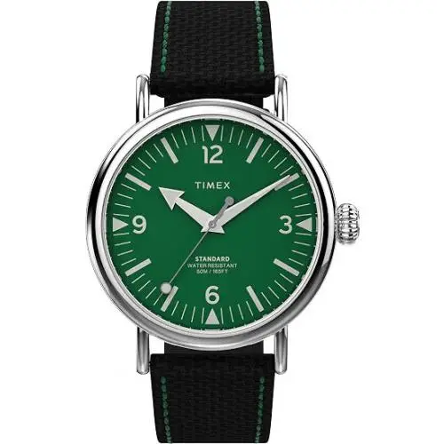 Timex Men`s Watch Standard Quartz Green Dial Black Fabric Strap TW2V44200VQ