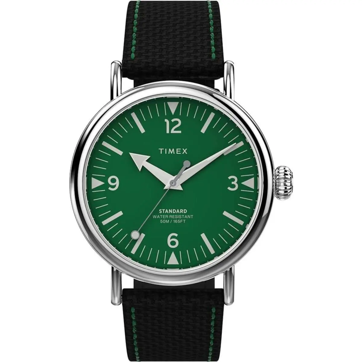 Timex Men`s Watch Standard Quartz Green Dial Black Fabric Strap TW2V44200VQ - Dial: Green, Band: Black