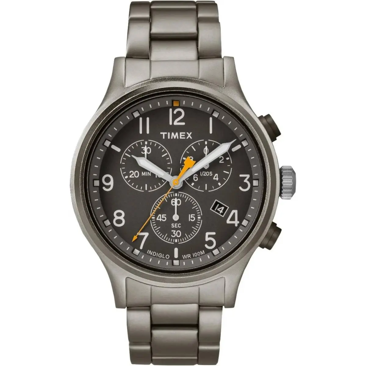 Timex Men`s Watch Allied Chronograph Black Dial Gunmetal Bracelet TW2R47700VQ