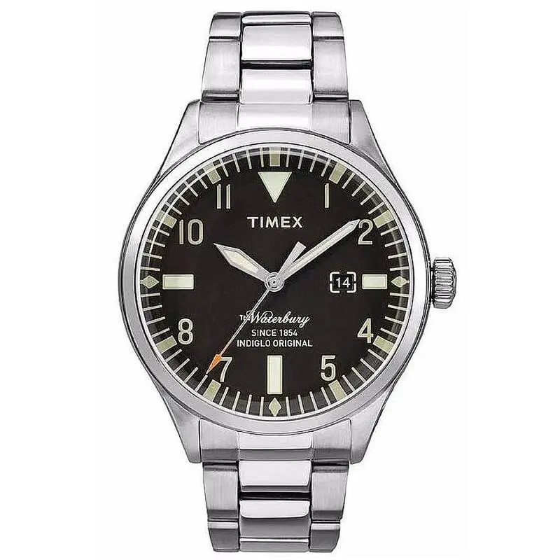 Timex Waterbury Traditional 3-Hand Black Dial Stainless Steel Mens Watch