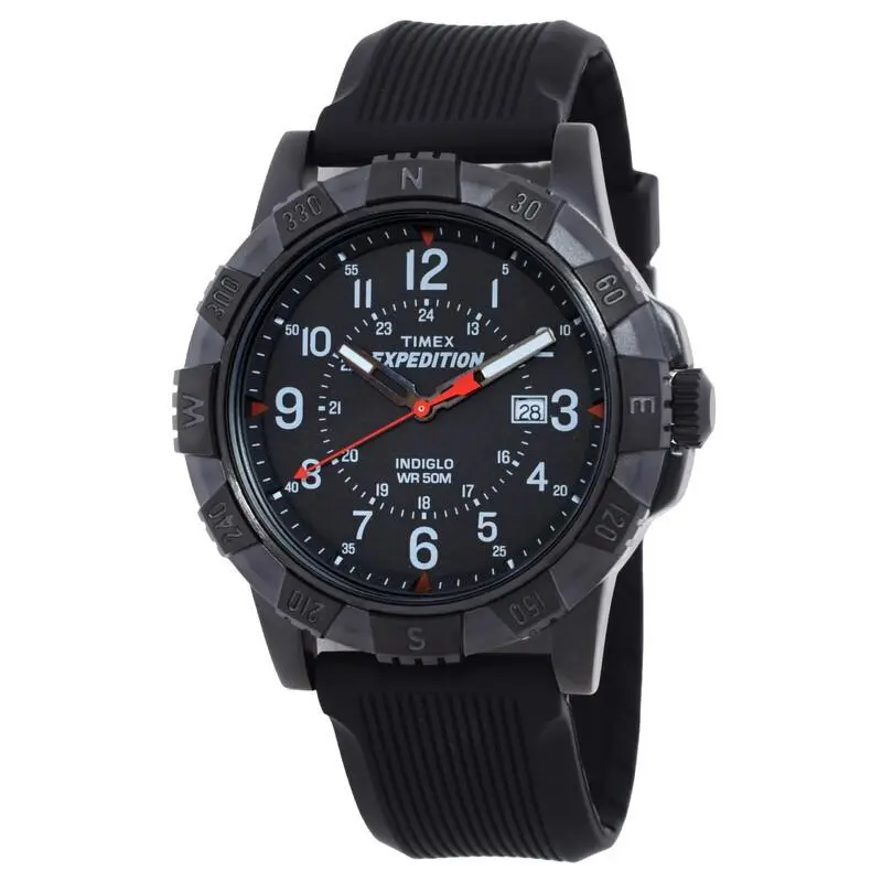 Expedition Ridge 41mm Black Dial Black Silicone Strap Mens Watch TW4B32000 by Timex