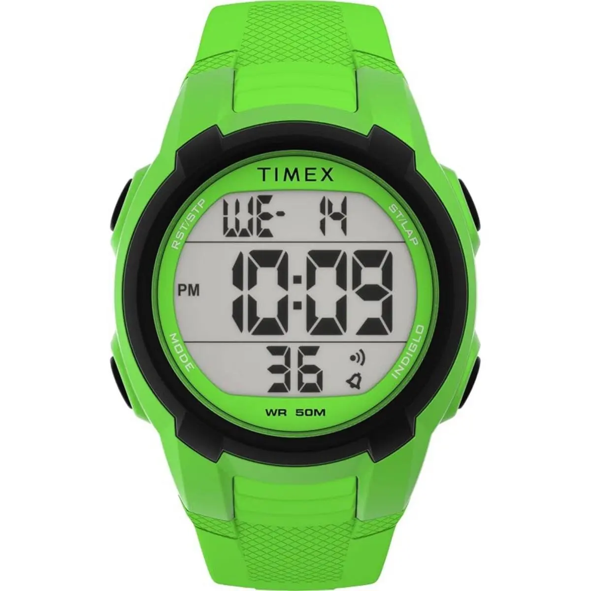 Timex Unisex Watch Ironman Grey Digital Dial Green Resin Strap TW5M628009J