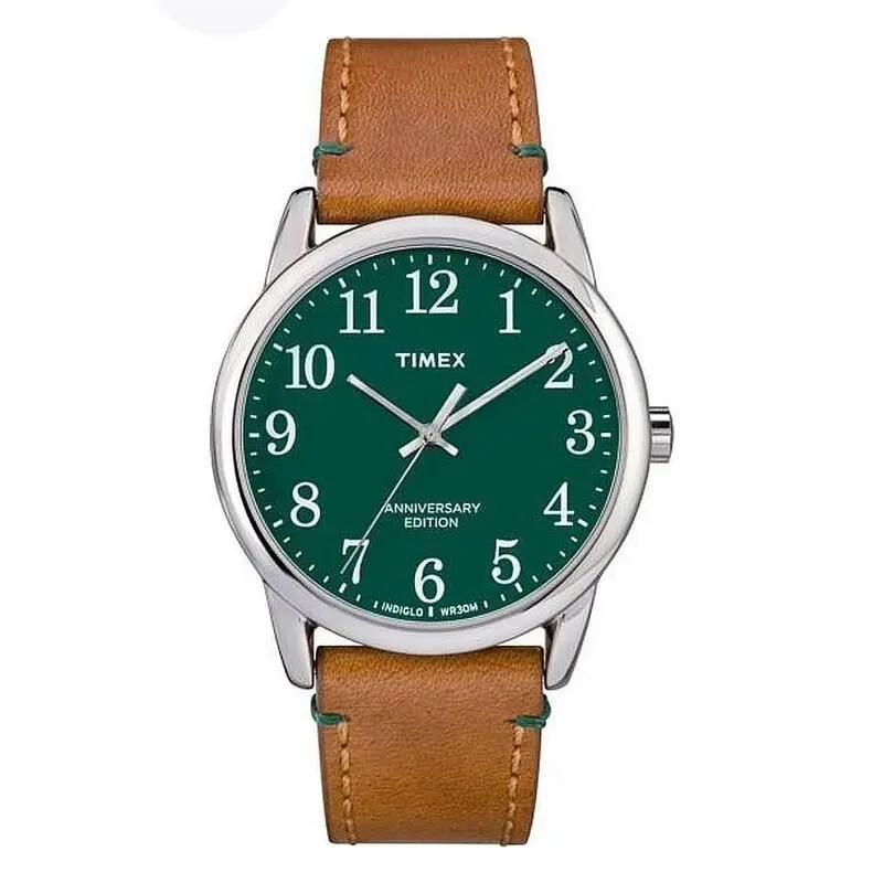 Timex Easy Reader 40th Anniversary 38mm Green Dial Tan Strap Mens Watch