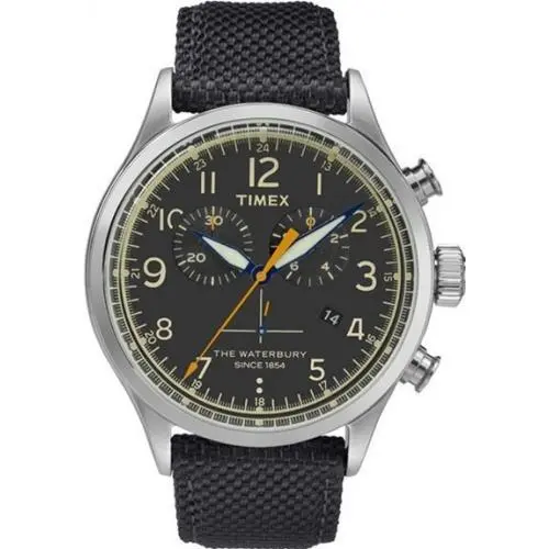 Timex Waterbury Traditional Chronograph Black Dial Fabric Strap Mens Watch