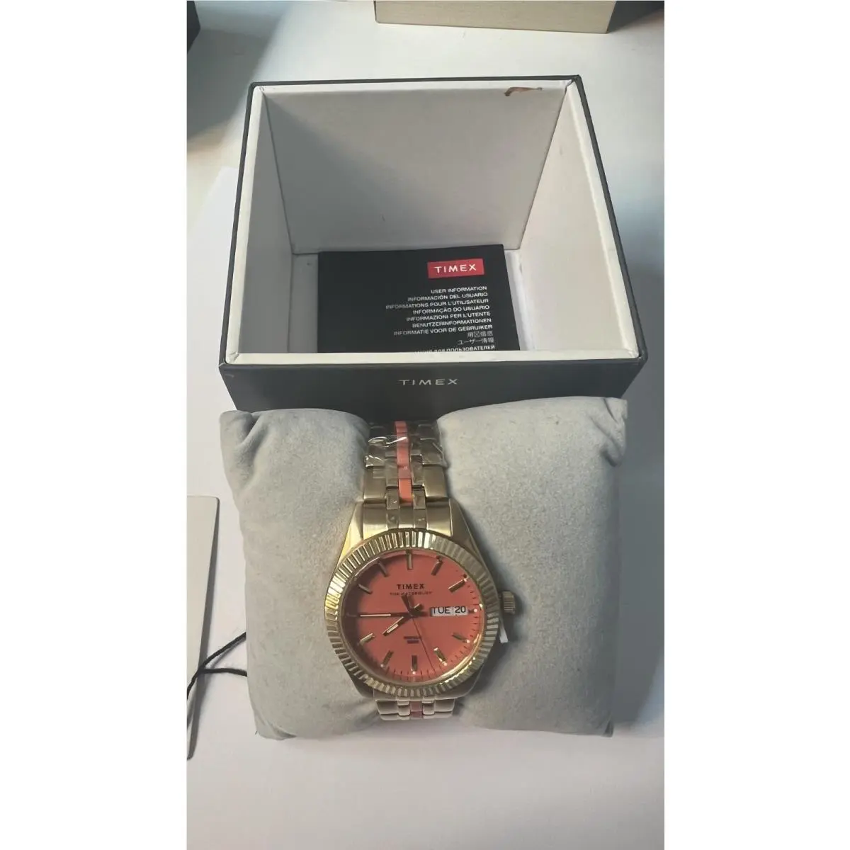 Waterbury Legacy Gold-tone Salmon Dial Day/date Watch w/ Box by Timex