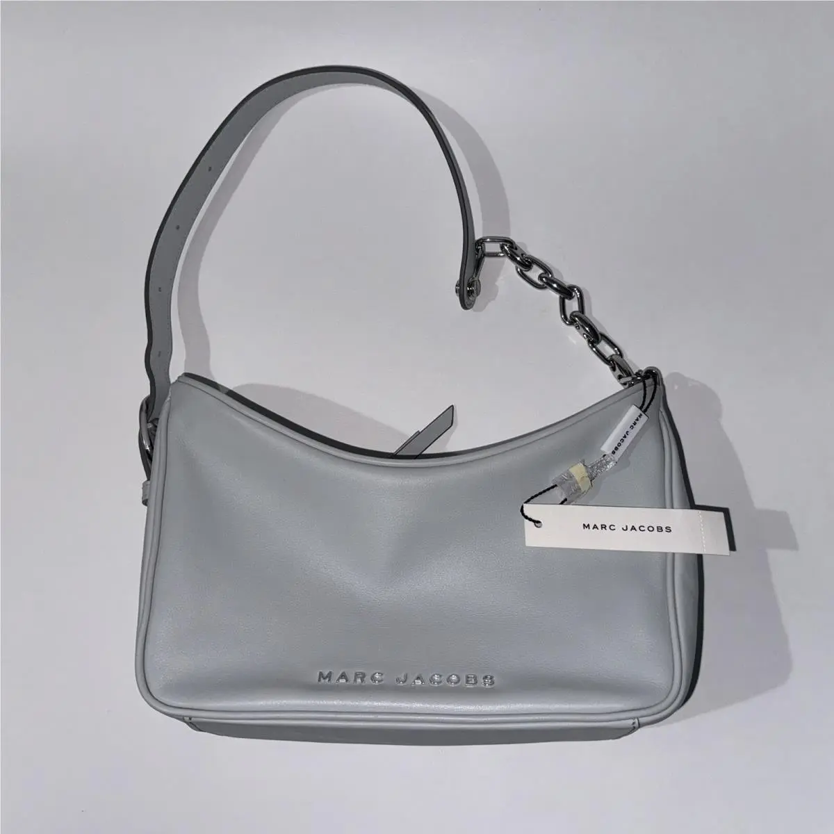 Marc Jacobs Shoulder Bag Purse Gray Leather Baguette